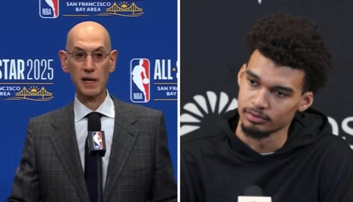 Adam Silver, commissionner de la NBA, et Victor Wembanyama